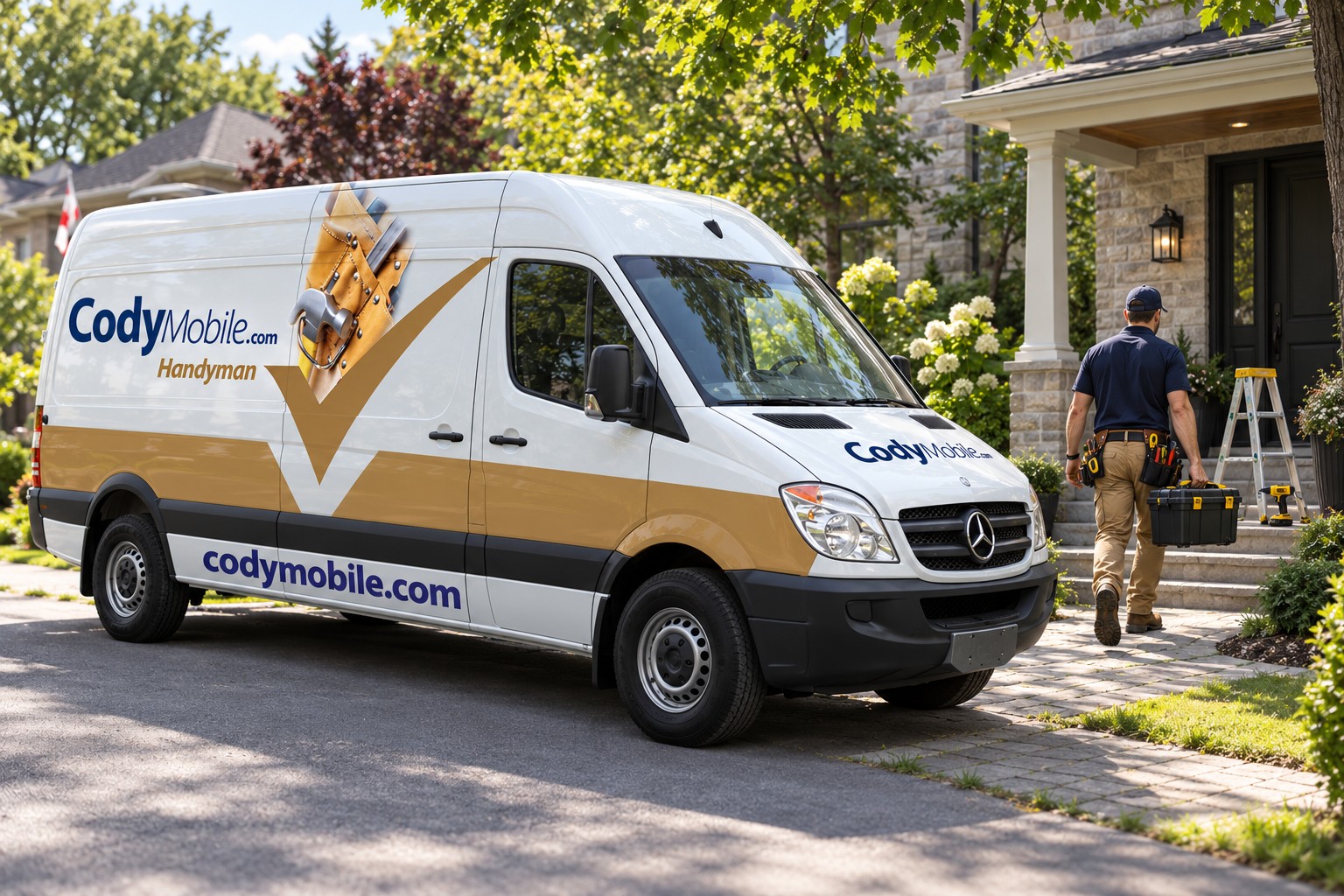 Cody Mobile Handyman services branded van at work